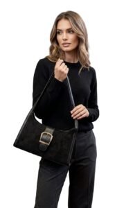 Cartera Mini gamuzada hebilla centro