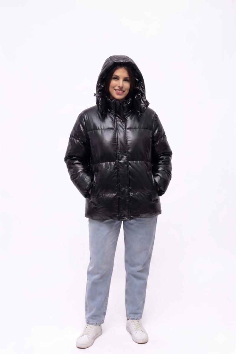 Campera Inflada Lisa con plush tornasolada
