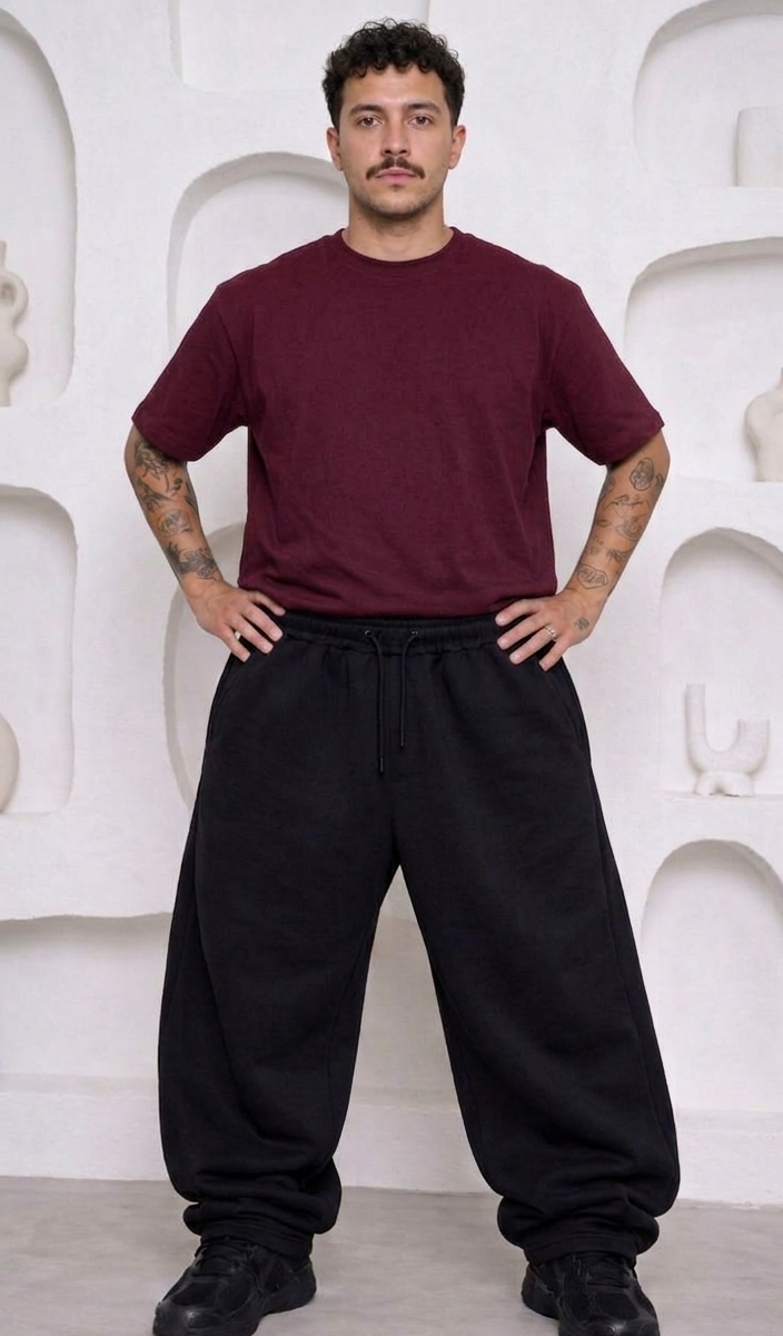 PANTALÓN BAGGY ALGODÓN FRIZADO