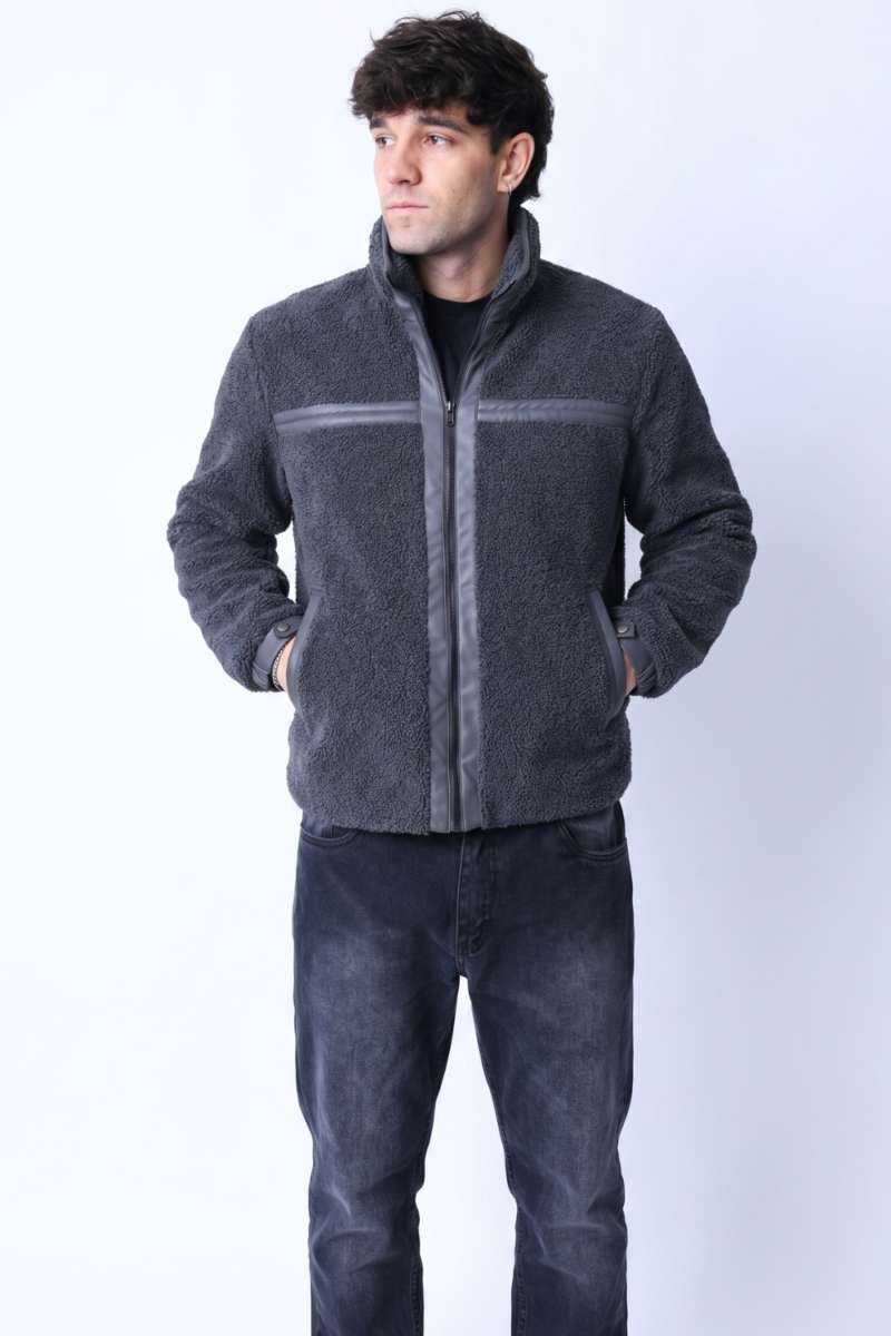 Campera sherpa con p.u combinada