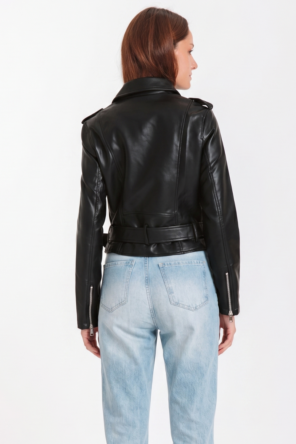 CHAQUETA DE CUERO ROMA CON CINTO - Imagen 3