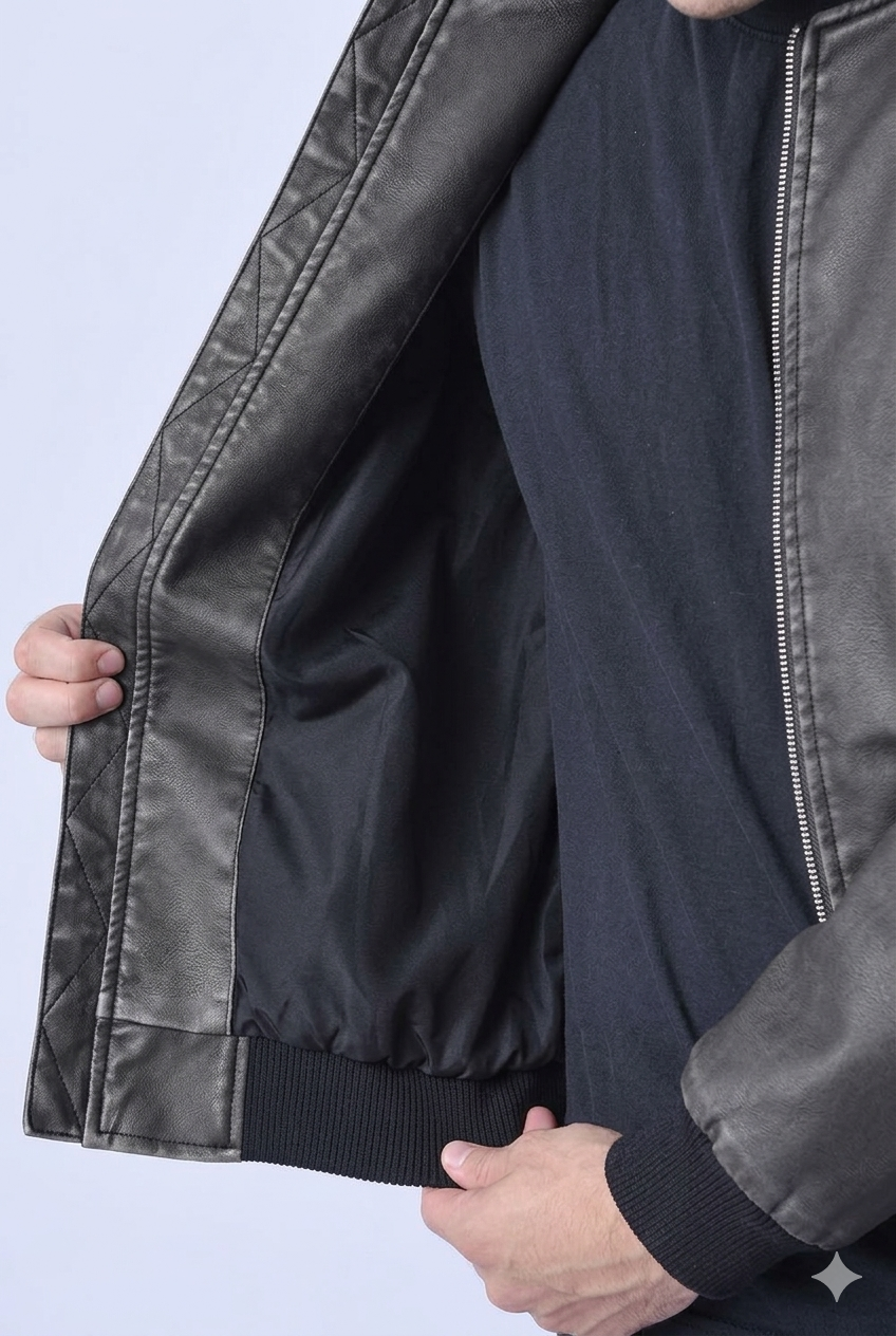 CAMPERA BOMBER P.U LAVADA CUERO - Imagen 2