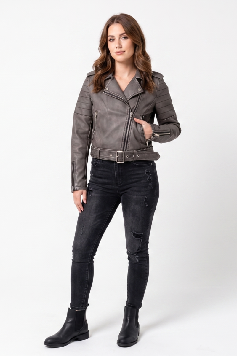Campera pu lavada dama
