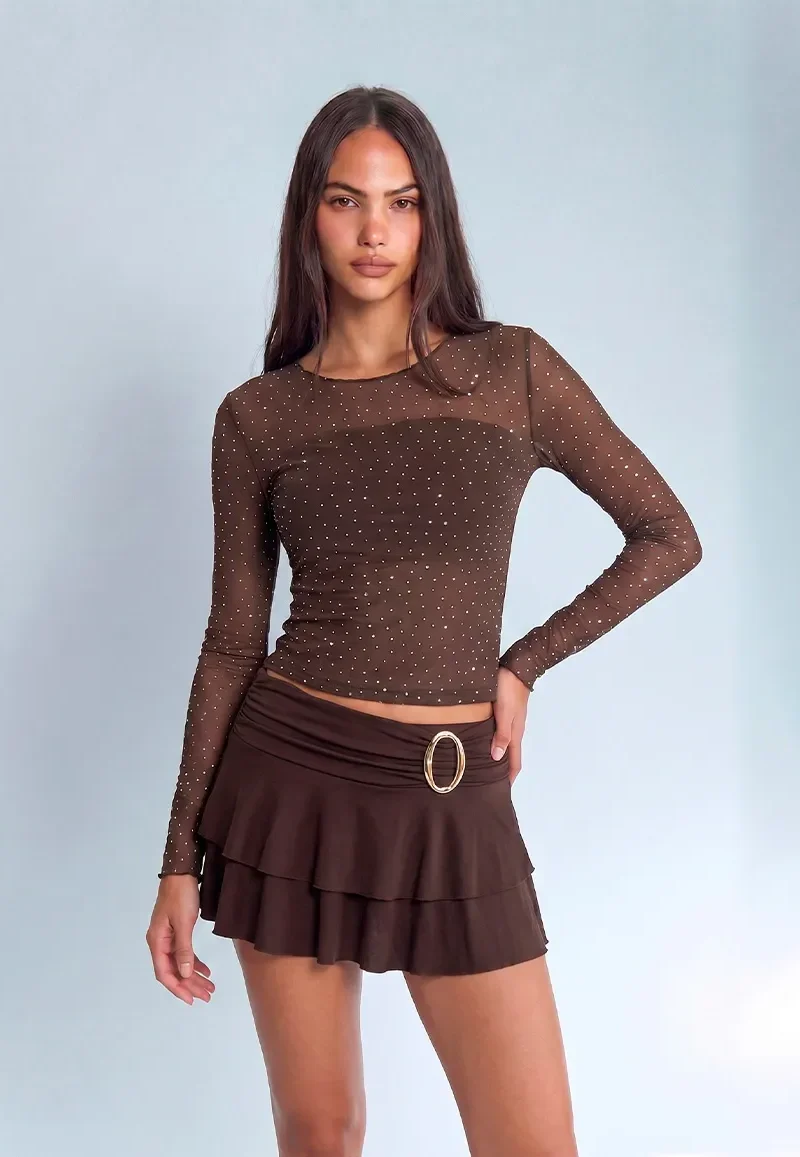 REMERA TULL STRASS CUELLO BOTE