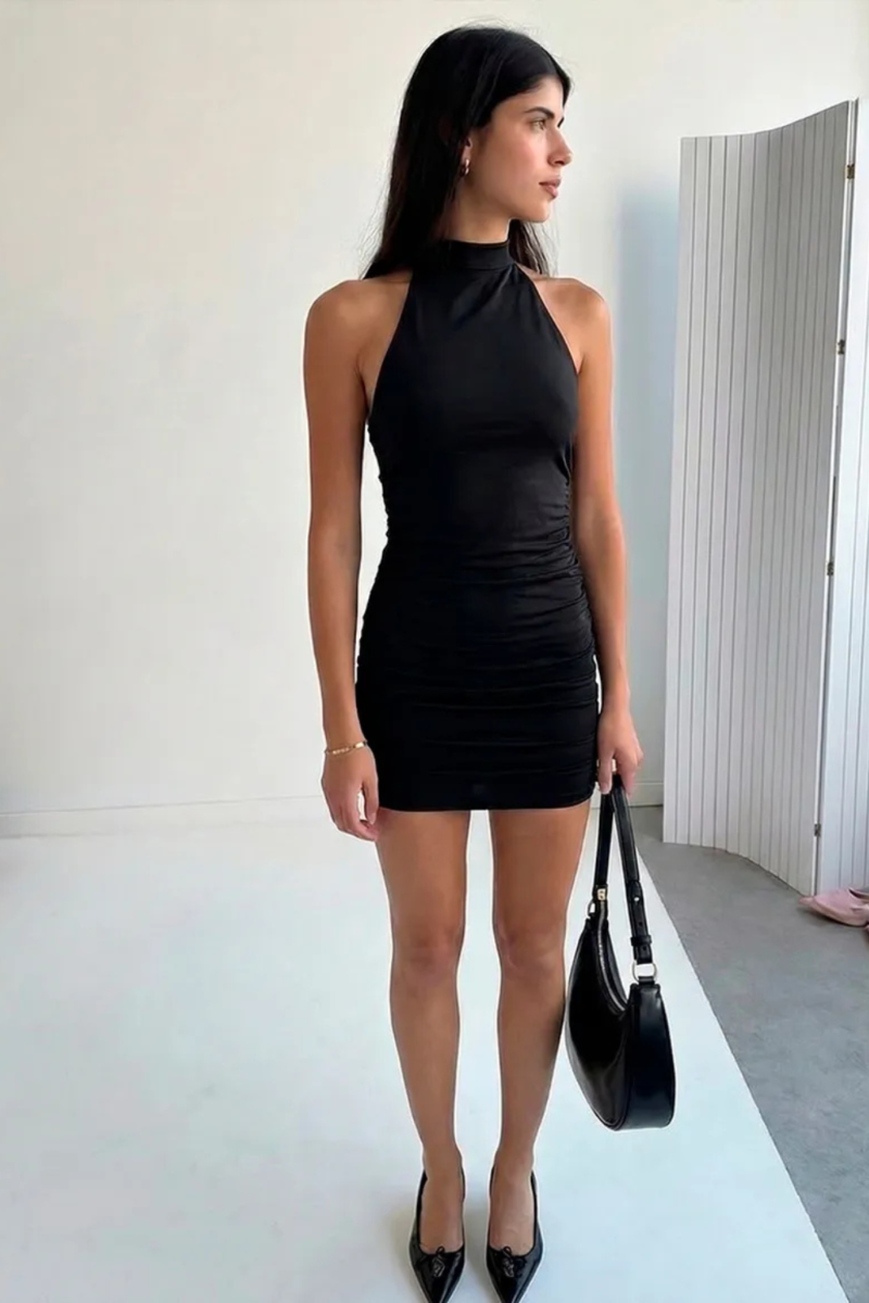 VESTIDO MICROFIBRA HALTER PARA ATAR