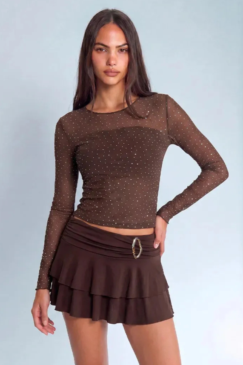 POLLERA MICROFIBRA CON FAJA FRUNCES Y PAS