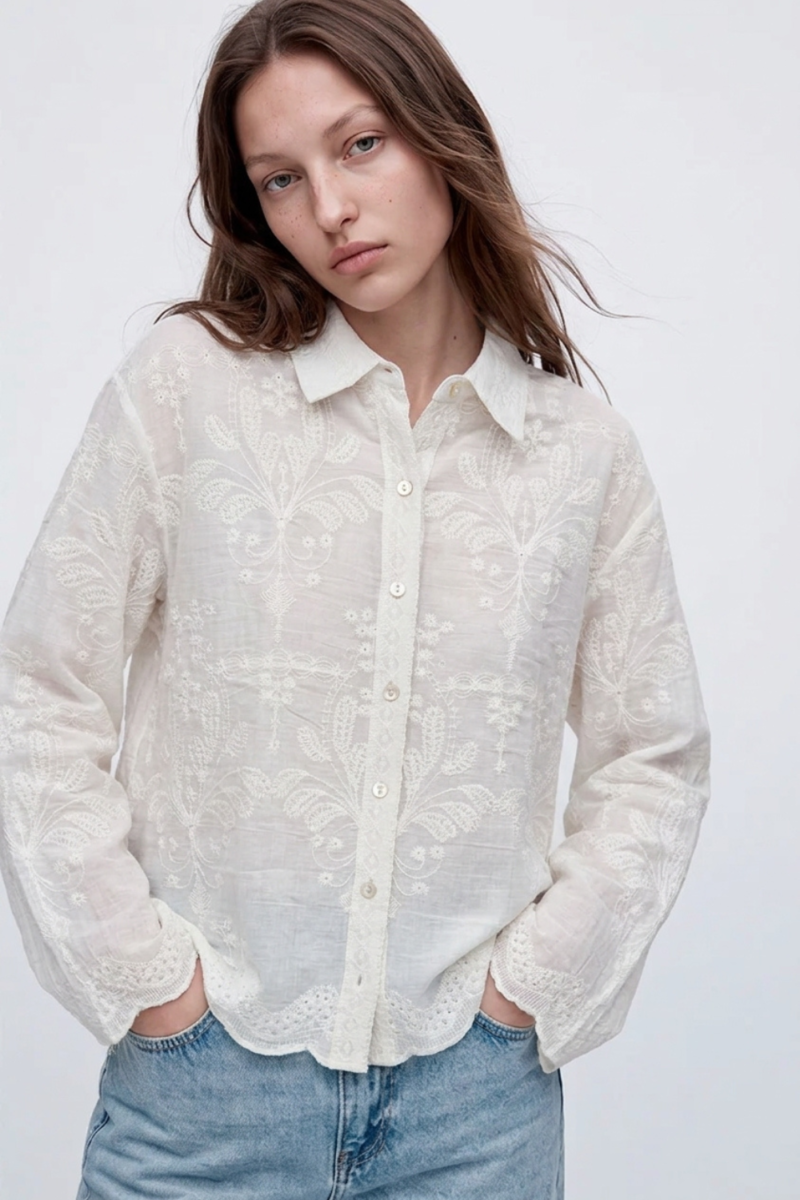 CAMISA MANGAS LARGA BORDADA