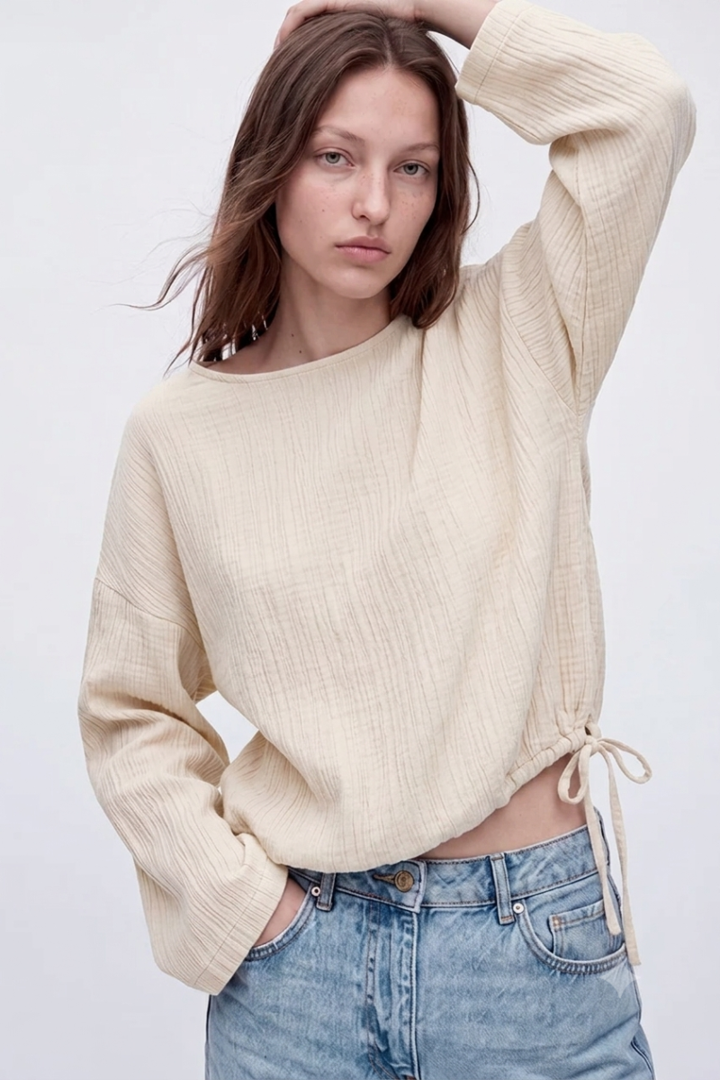 BLUSA MANGA ANCHA CON TIRAS