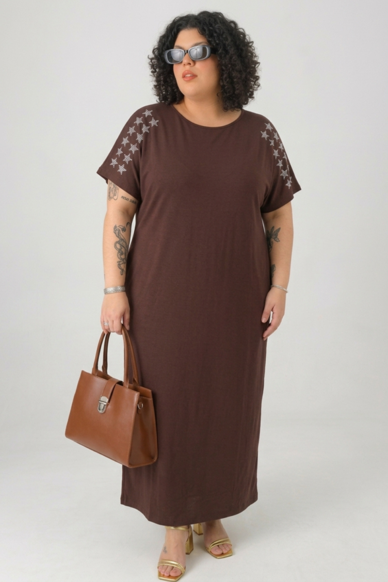 VESTIDO LARGO CON STRASS ESTRELLA