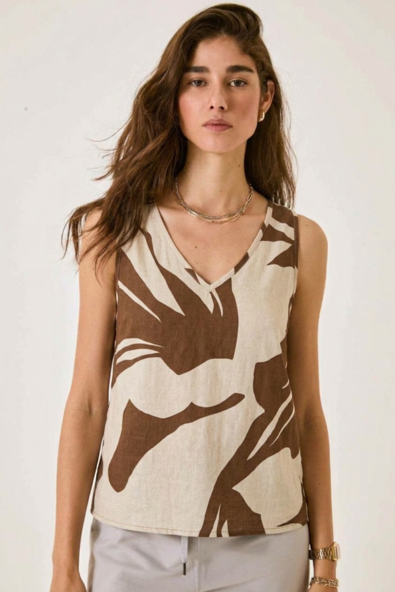 MUSCULOSA V ESTAMPADA SATEN